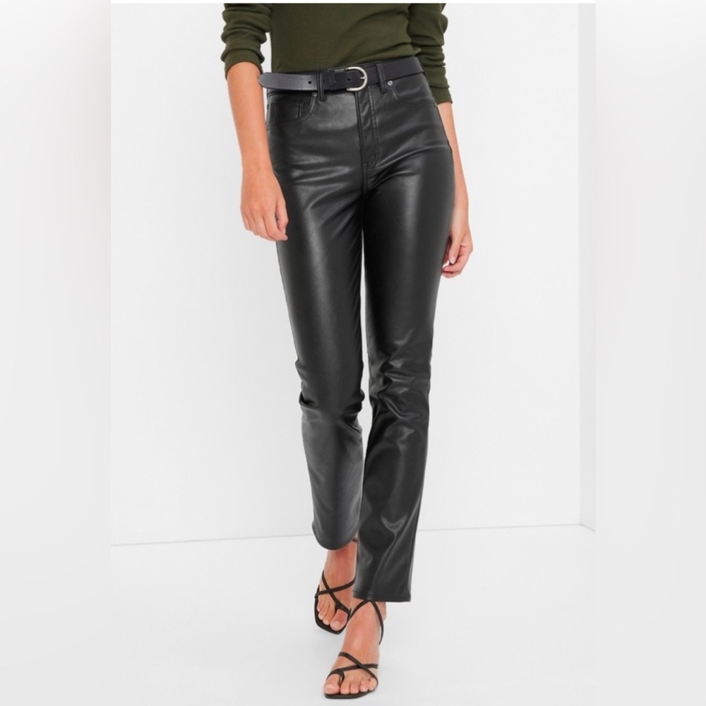 GAP Jet Black Leather-Look Skinny Jeans size 29/8r